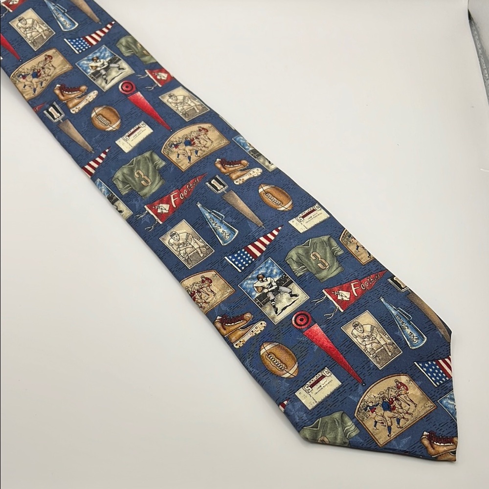 TANGO by Max Raab Tie Men's 100% Silk Football Theme Vintage